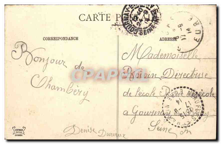 CPA Chambery Vue generale et la Nivolet  — Rückseite