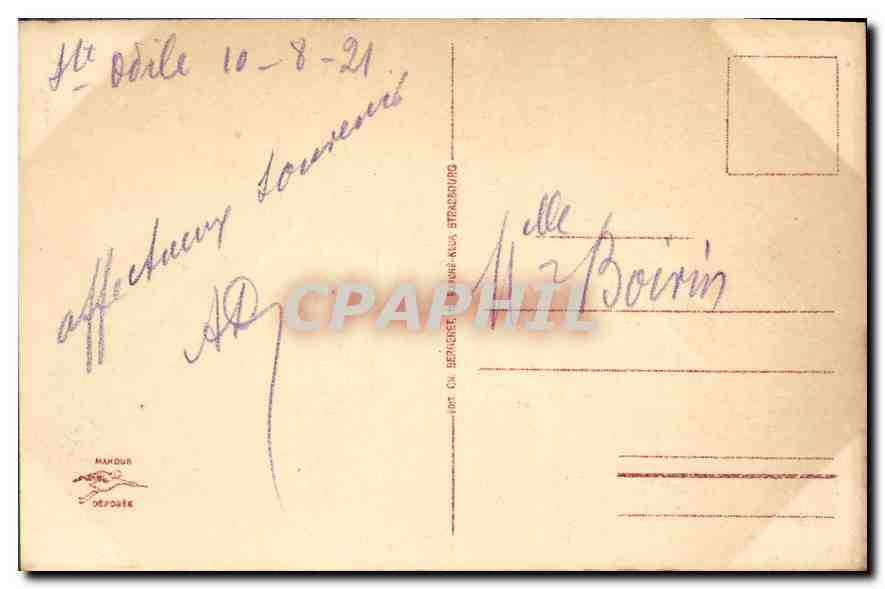 CPA Mont Sainte Odile  — Verso