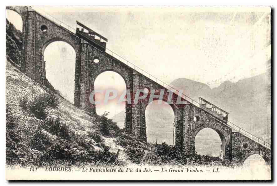 CPA Lourdes Le Funiculaire du Pic du Jer Le Grand Viaduc 