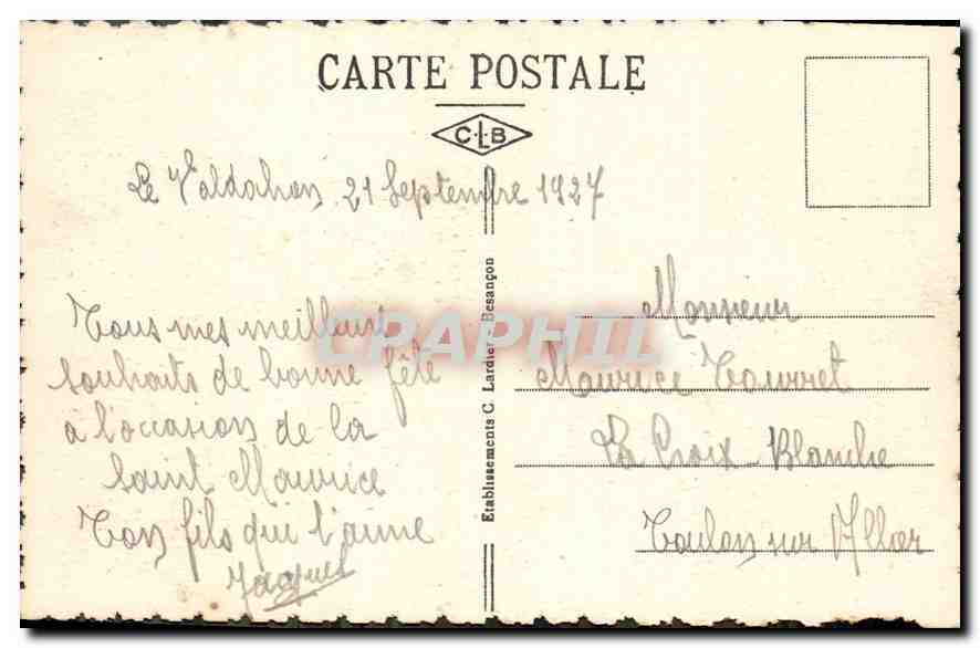 Besançon-les-Bains — Vue générale prise de la Station du Funiculaire de Beapregard — Éditeur C. Lardier — Reverso