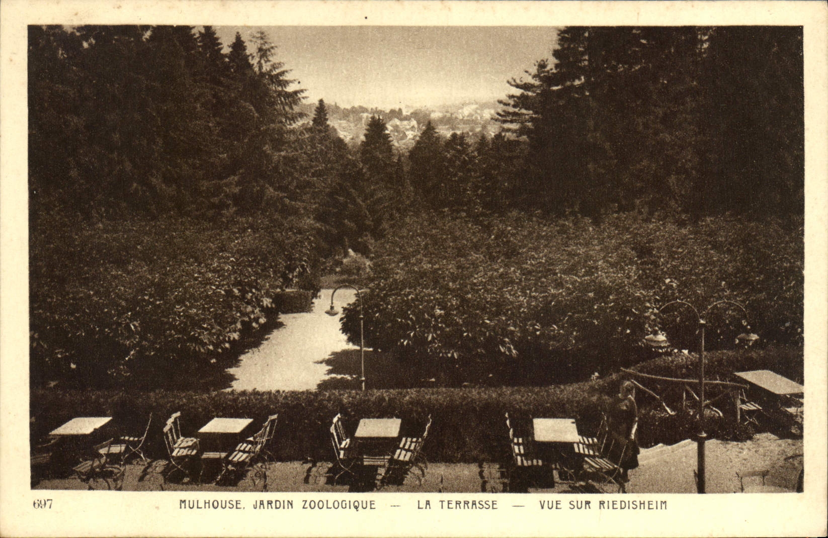 CPA Mulhouse Jardin Zoologique La Terrasse Vue sur Riedisheim Zoo