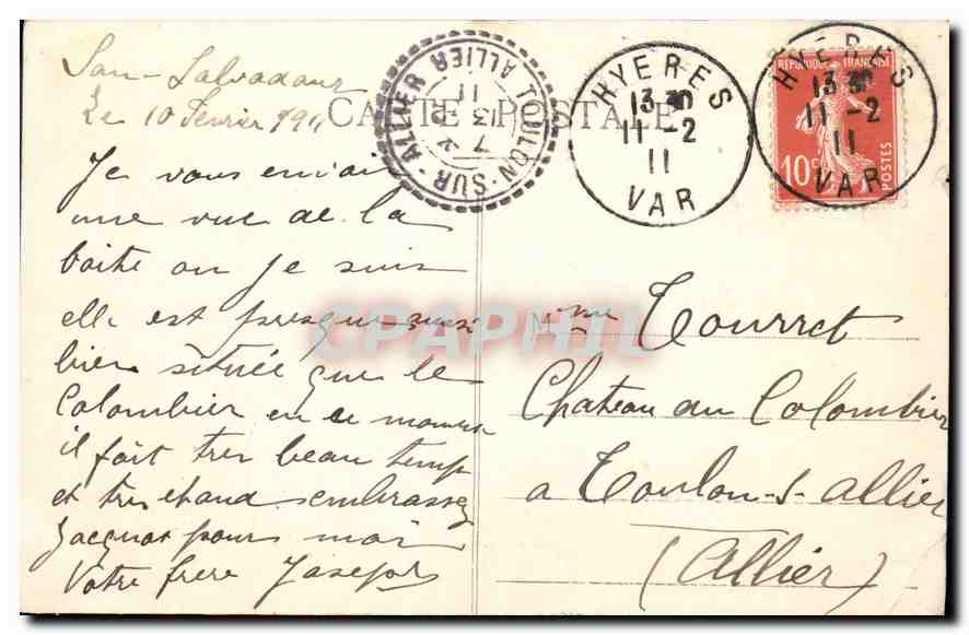 CPA La Cote d'Azur Hyeres San Salvadour Vue generale  — Rückseite