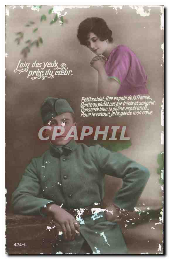 CPA Loin des Yeux pres du coeur Militaria