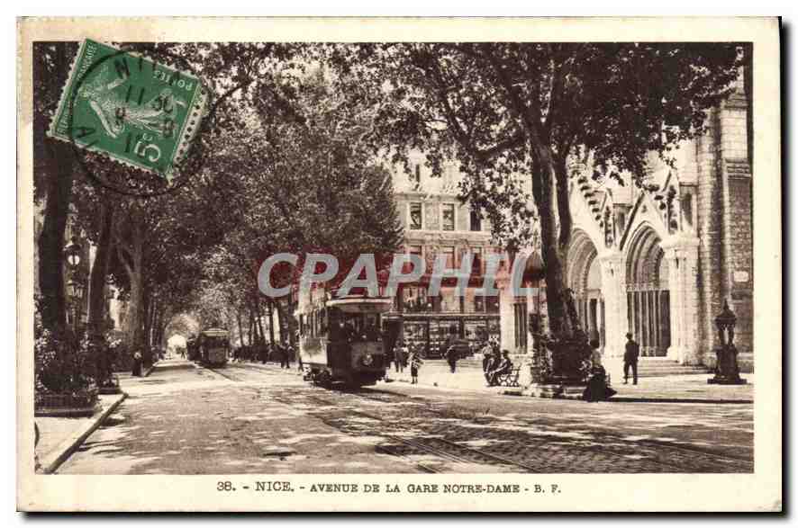 CPA Nice Avenue de la Gare Notre Dame Tramway