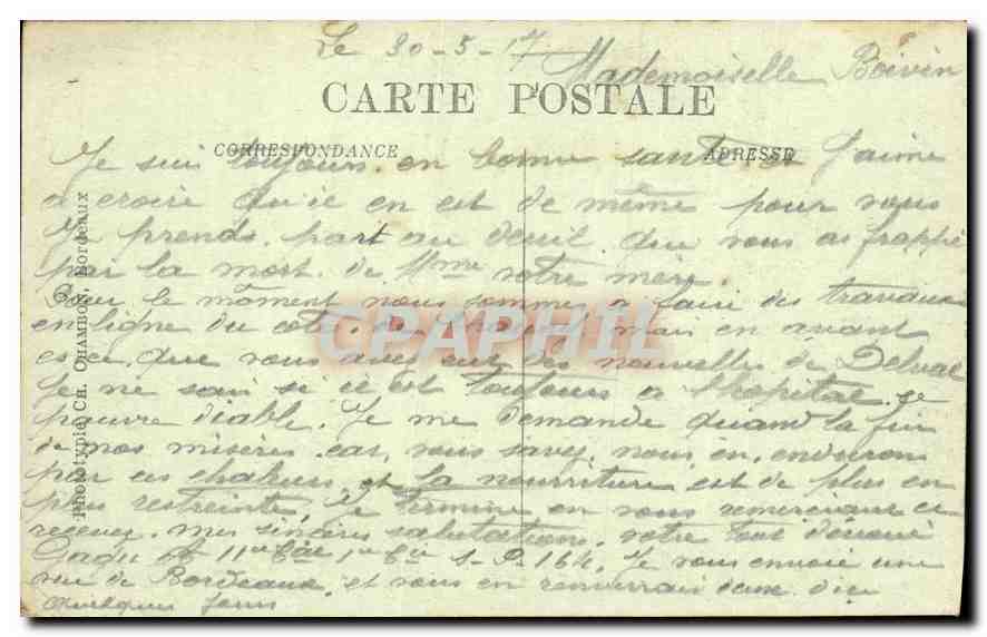 CPA Bordeaux Statue de Tourny et Cours de Verdun  — Verso