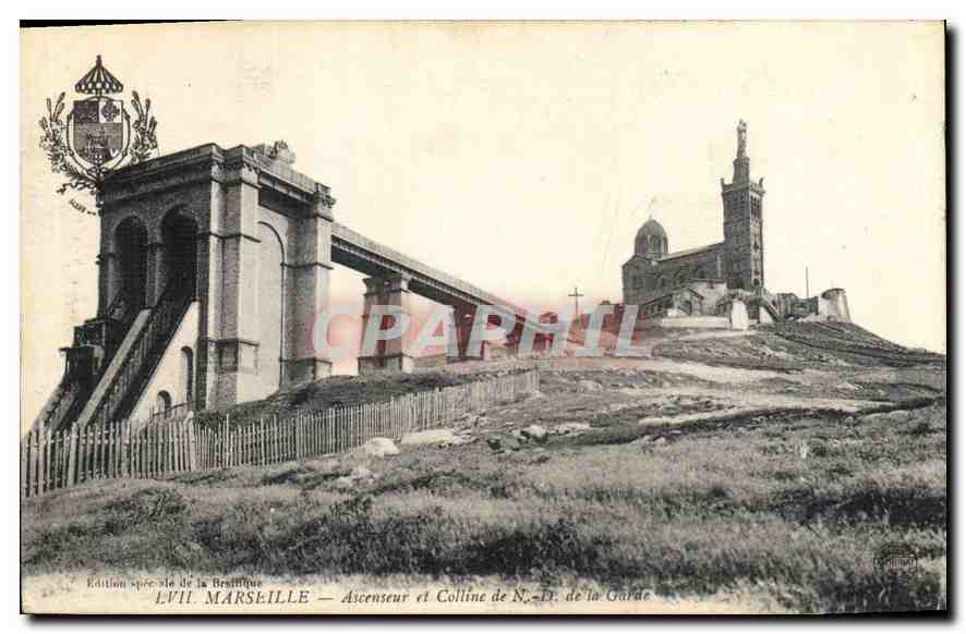 CPA Marseille Ascenseur et Colline de N D de la Garde 