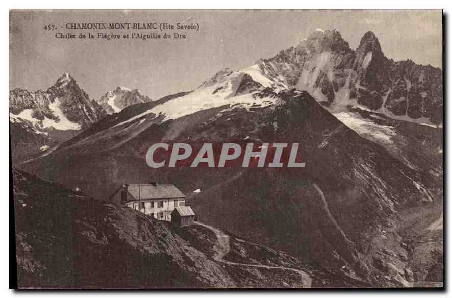 Chamonix-Mont-Blanc (Haute-Savoie) — Chalet de la Flégère et l'Aiguille du Dru — L. Fauriaz, édit., à Annemasse (Haute-Savoie)