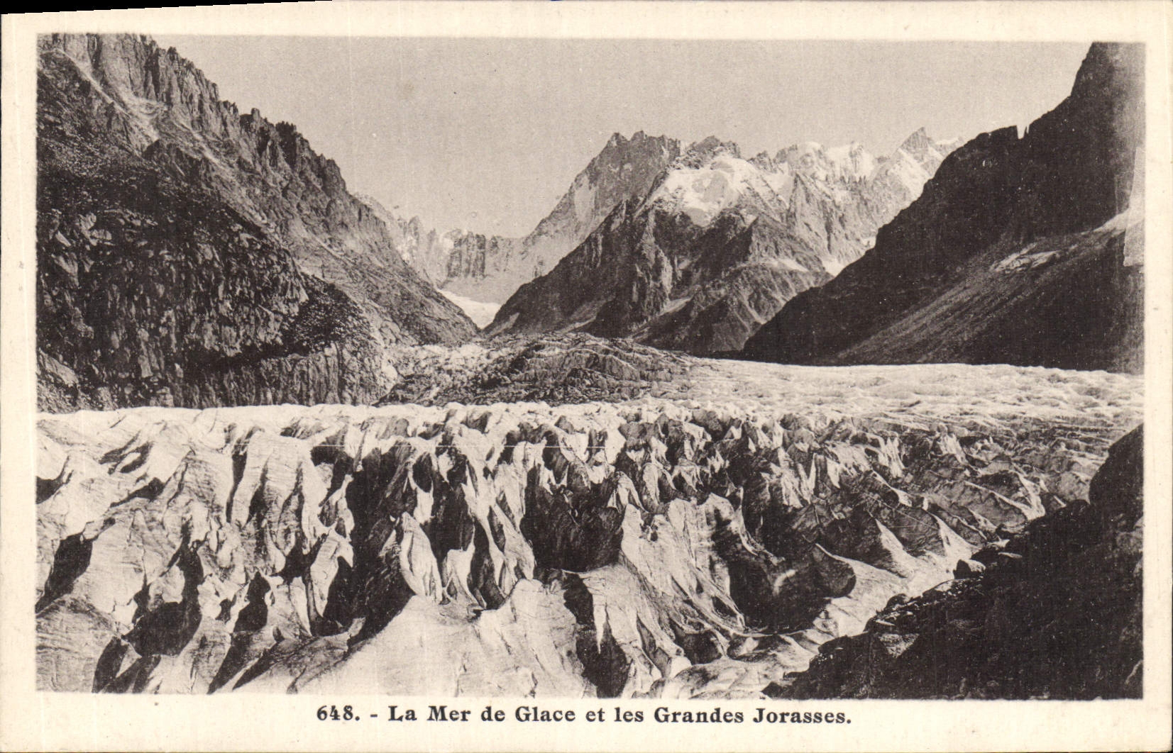 La Mer de Glace et les Grandes Jorasses — 648 — L. Morand, phot.-édit. - Megève (Haute-Savoie)