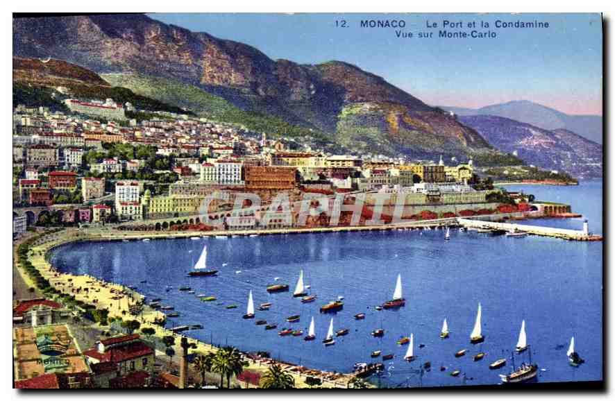 Monaco — Le Port et la Condamine, Vue sur Monte-Carlo — Éditions Montluier, NICE