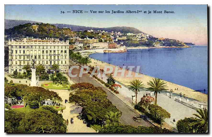 CPA Nice vue sur les jardins Albert Ier et le Mont Boron 
