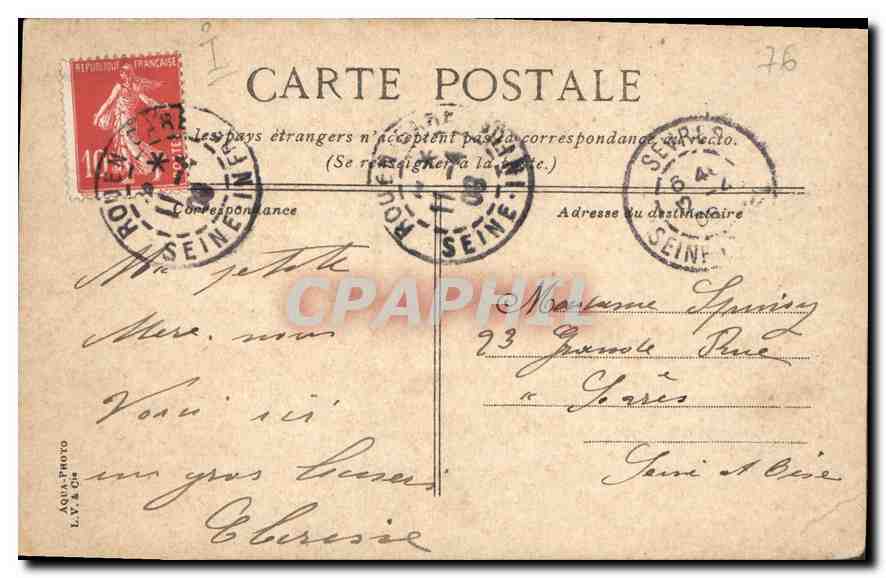 CPA Rouen Vieilles maisons rue des Matelas  — Rückseite