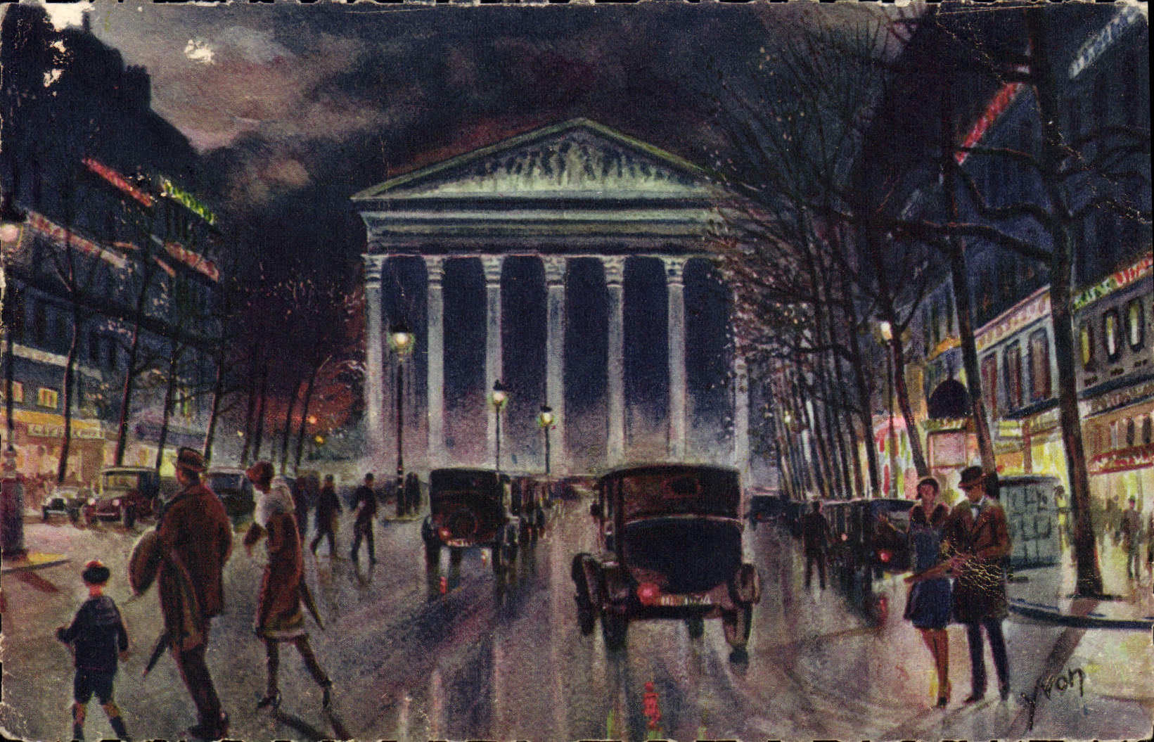 CPA Les Feeries Nocturnes de Paris Rue Royale et eglise de la Madeleine 
