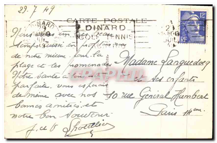 Dinard — Côte d'Emeraude — Un coin de la Plage et du Chemin de Ronde de la Malouine — éditeur Saint-Anter, n° 1463 — Reverso