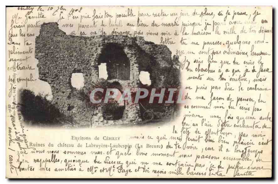 Ruines du château de Labruyère-Laubespin — Environ de Cérilly — éditeur non identifié