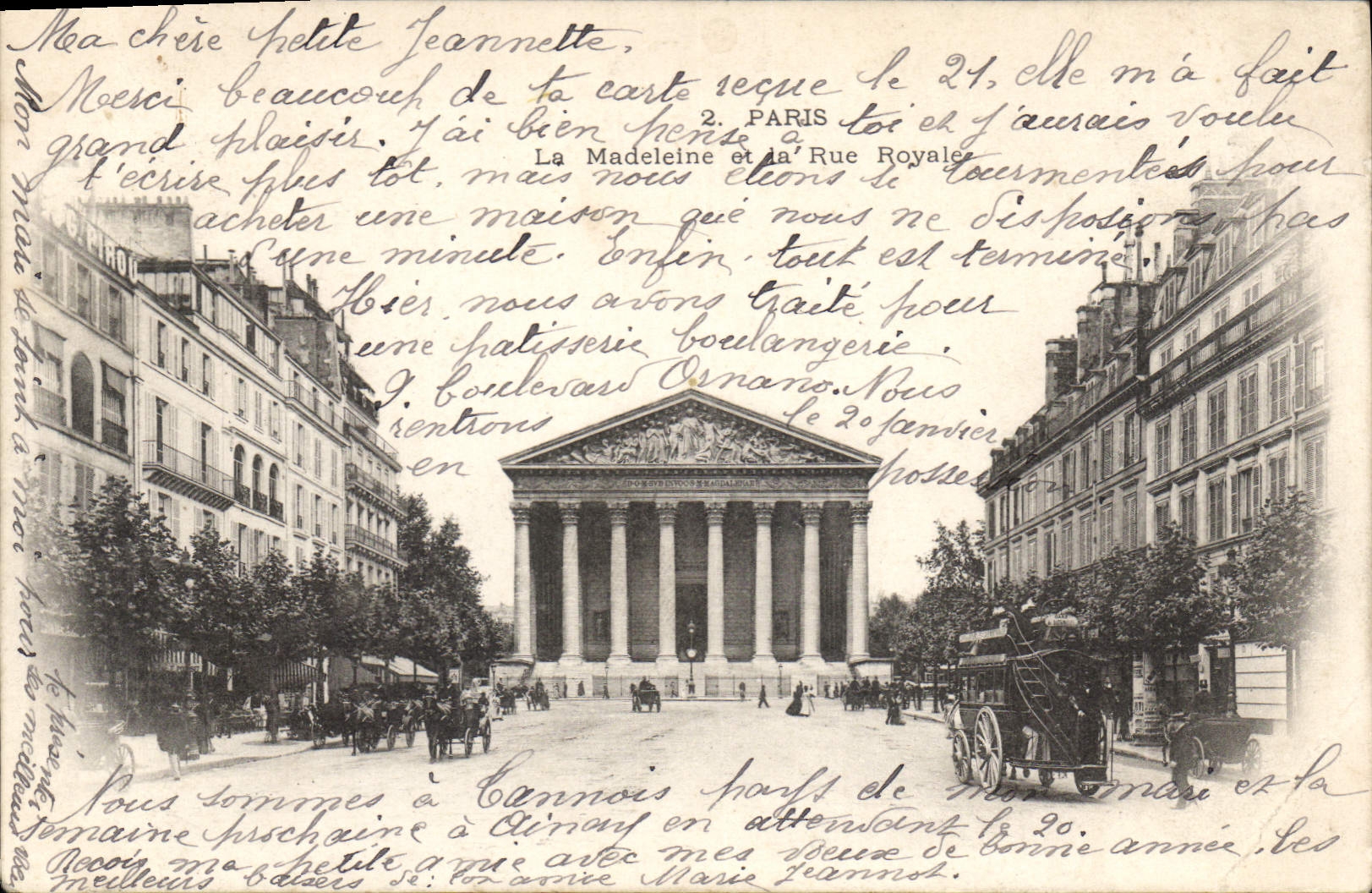 La Madeleine et la Rue Royale — Paris — Carte postale éditée par J. Coulon & Cie
