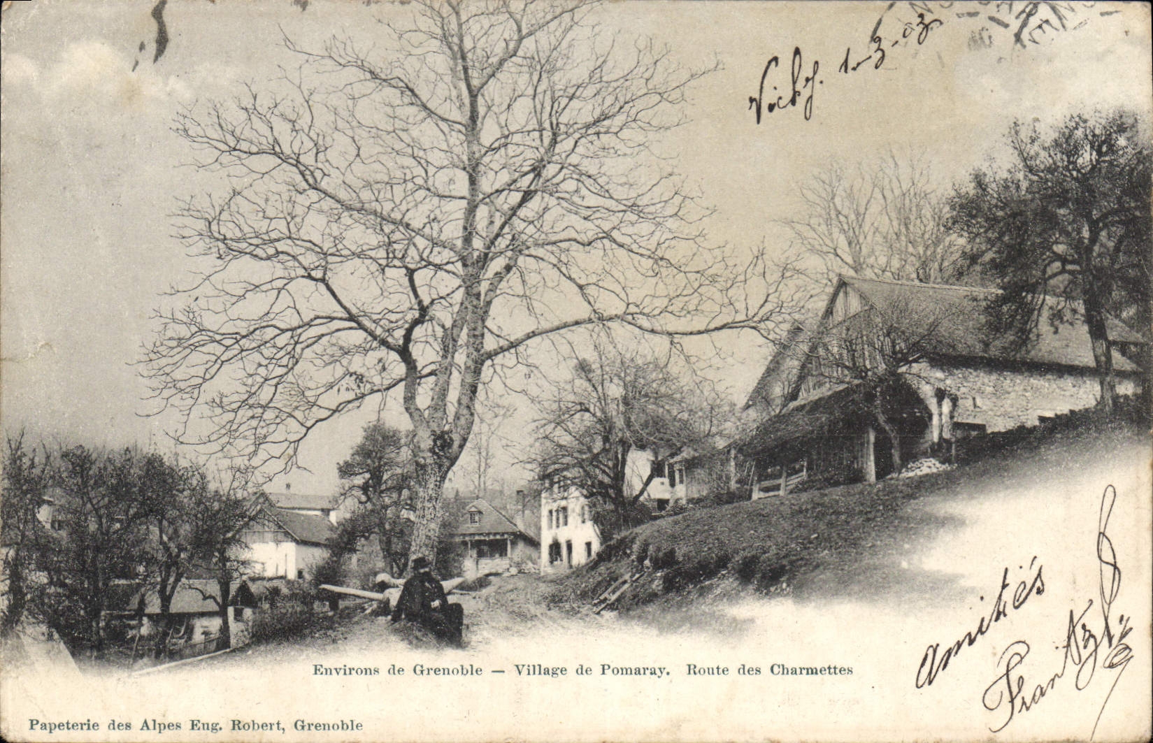 Environs de Grenoble — Village de Pomaray, Route des Charmettes — Papeterie des Alpes Eng. Robert, Grenoble