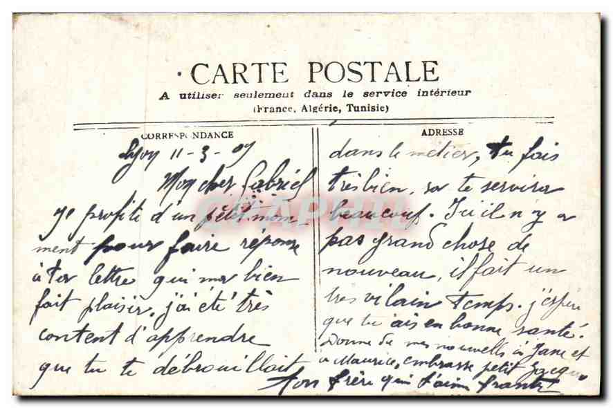 CPA Lyon Palais de Justice  — Rückseite