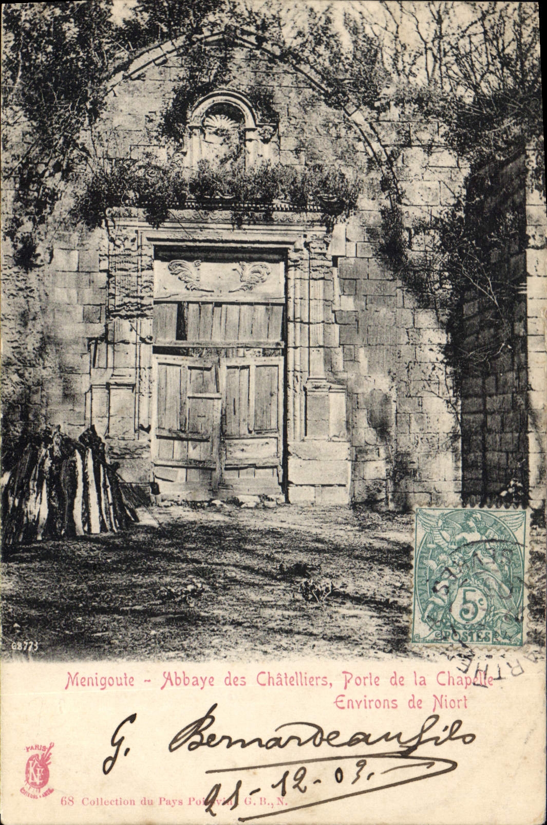 Menigoute - Abbaye des Châtelliers, Porte de la Chapelle - Environs de Niort