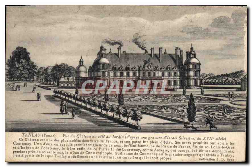 Tanlay (Yonne) — Vue du Château du côté du Jardin (d'après une gravure d'Israël Silvestre, du XVIIe siècle)