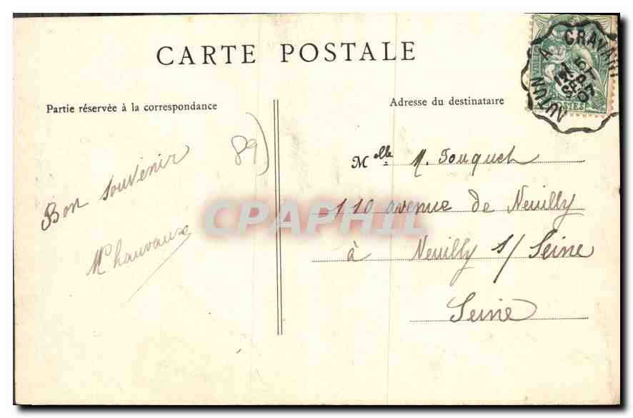 Vallée de la Cure — Château de Chastellux — Éditeur inconnu, n° 11 — Verso