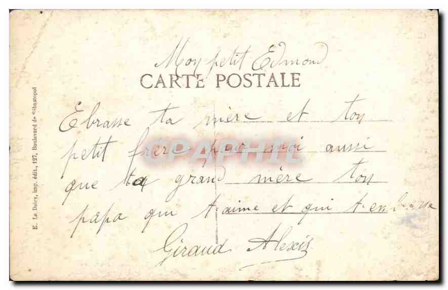 CPA Pensee a l'Absent Femme Enfant — Verso