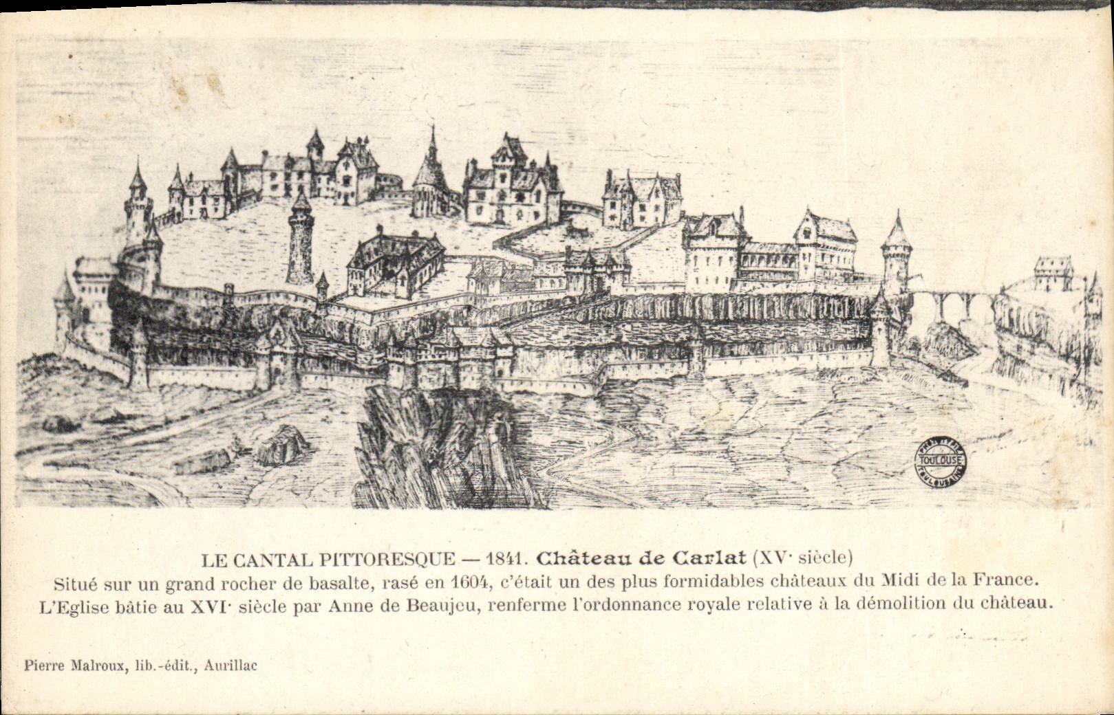 CPA Le Cantal Pittoresque chateau de Carlat XV siecle situe sur un grand rocher de Basalte rase en 1