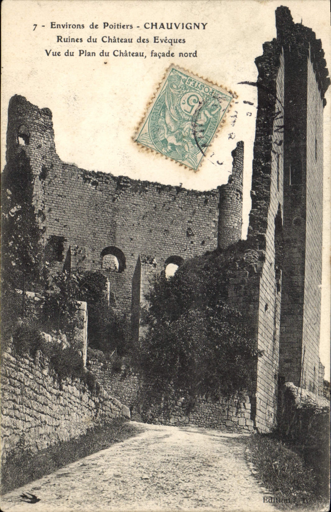 Chauvigny — Ruines du Château des Evêques — Vue du Plan, façade nord — Édition 7