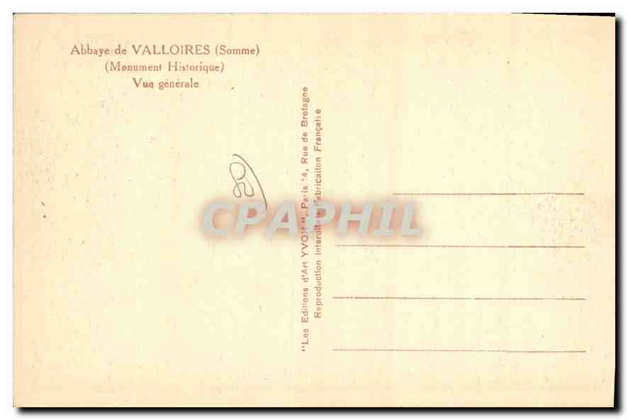 CPA Abbaye de Valloires Somme Monument Historique vue generale  — Back