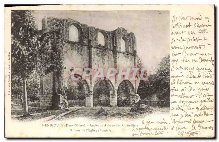 CPA Menigoute Deux Sevres Ancienne Abbaye des Chatelliers Ruines de l'eglise Abbatiale 
