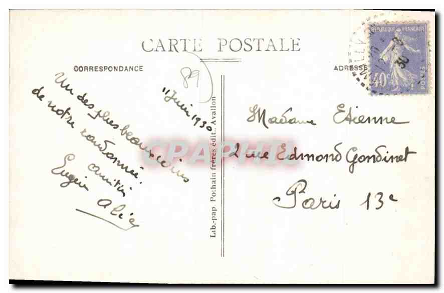 Vallée de la CURE - Sites Pittoresques — Le Grand Pont et l'Église — PIERRE-PERTHUIS — Verso