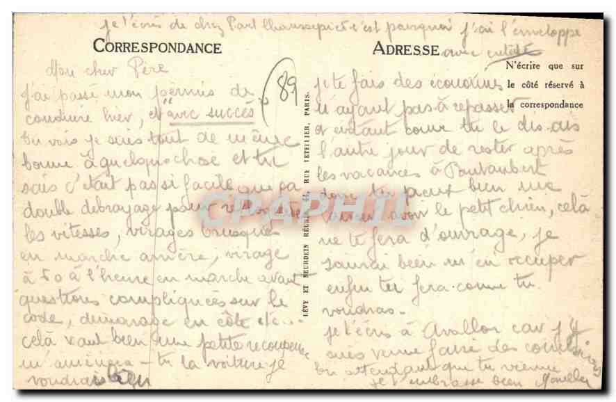 CPA Environs d'Avallon Chastelux Le Chateau et le Viaduc  — Verso