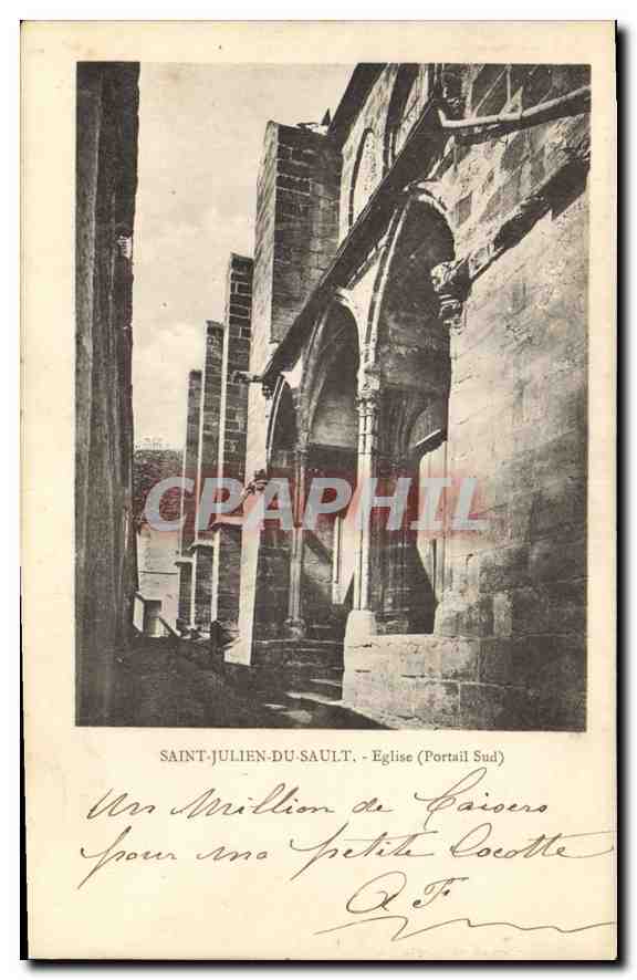 CPA Saint Julien du Sault Eglise Portail Sud 