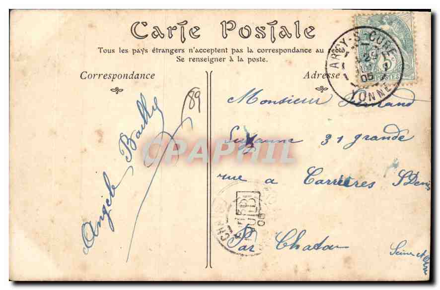 CPA Saint More Le Tunnel  — Verso