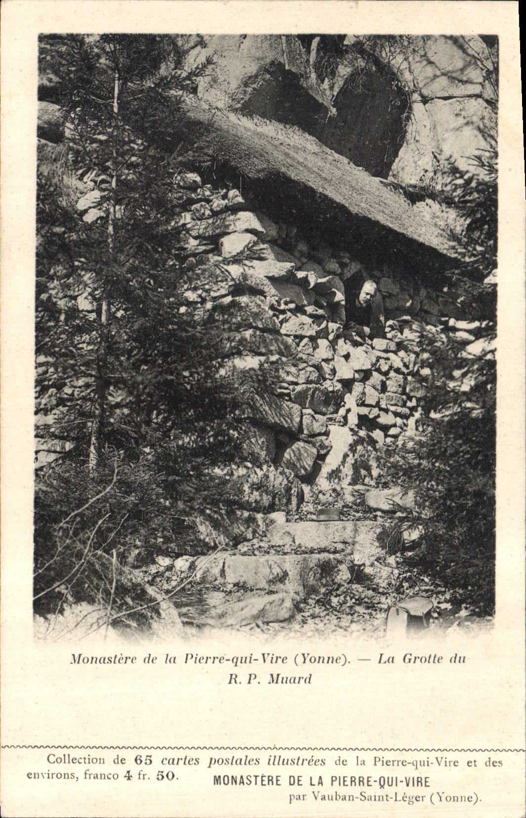 Monastère de la Pierre-qui-Vire (Yonne) — La Grotte du R.P. Muard — Collection de 65 cartes postales illustrées de la Pierre-qui-Vire et des environs par Vauban-Saint-Léger (Yonne)