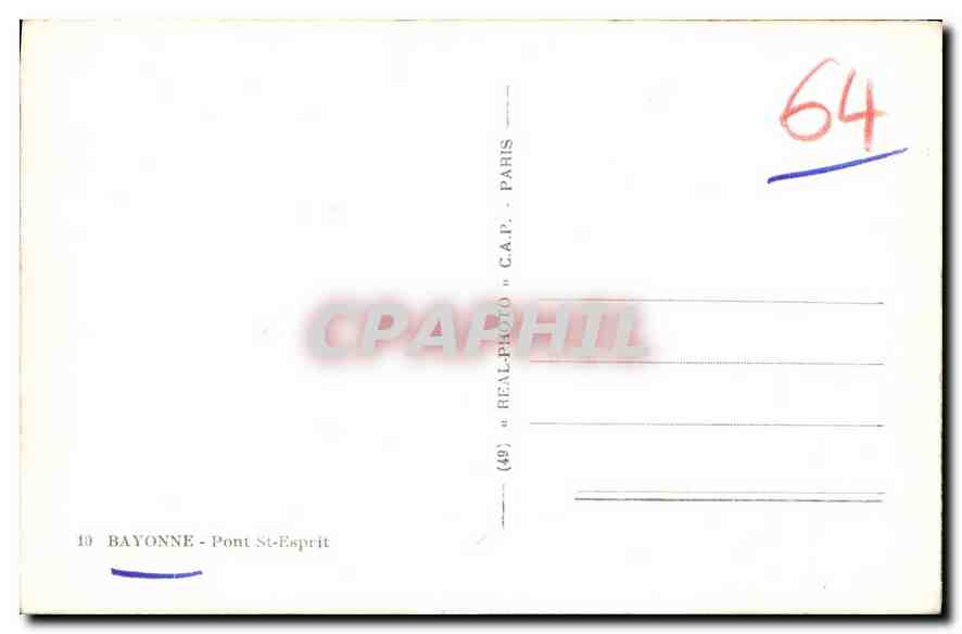 CPA Bayonne Pont St Esprit  — Back