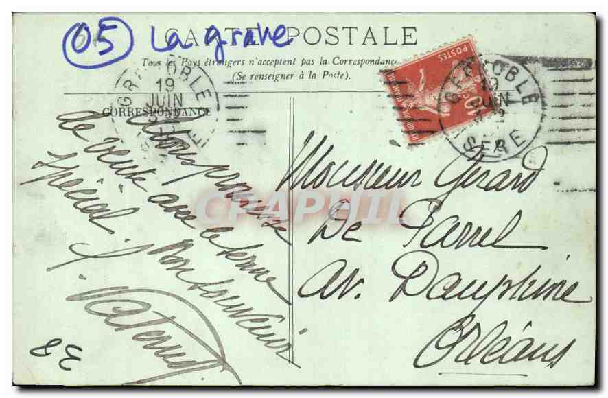 CPA Le Dauphine la Grave Pont de la Romanche et de la Meije  — Rückseite