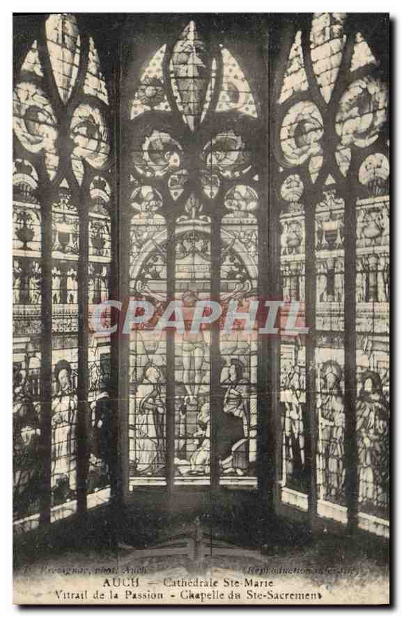 CPA Auch Cathedrale Ste Marie Vitral de la Passion chapelle du Ste Sacremen 