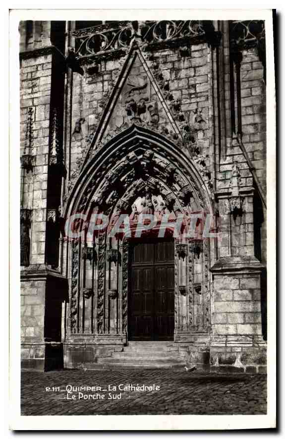 CPA Quimper la Cathedrale le Porche Sud 