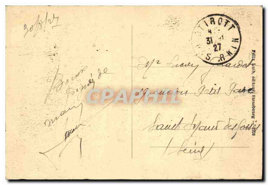 CPA Mont Sainte Odile  — Verso