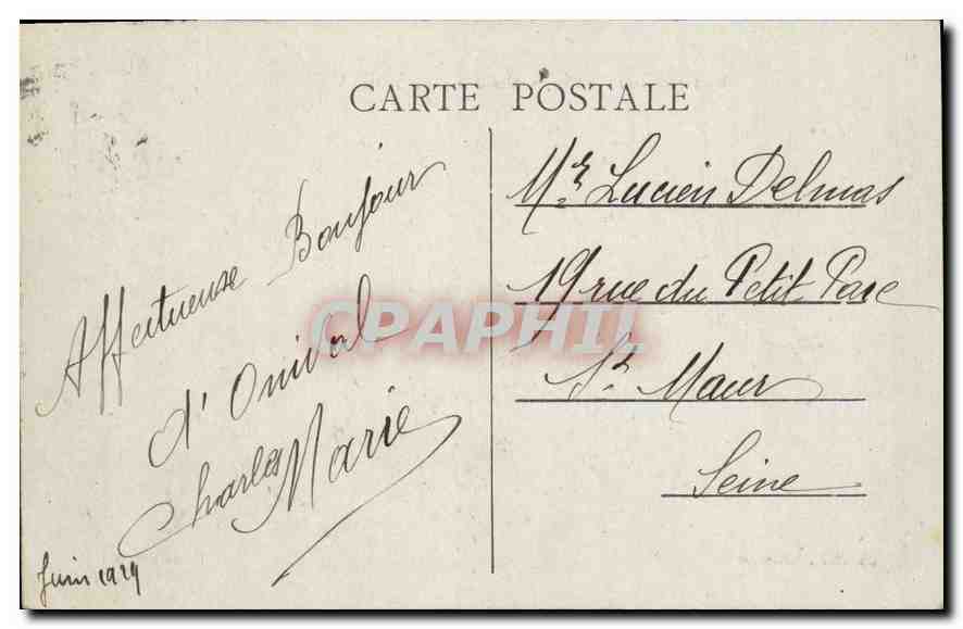 CPA Onival sur Mer un jour de Tempete  — Rückseite