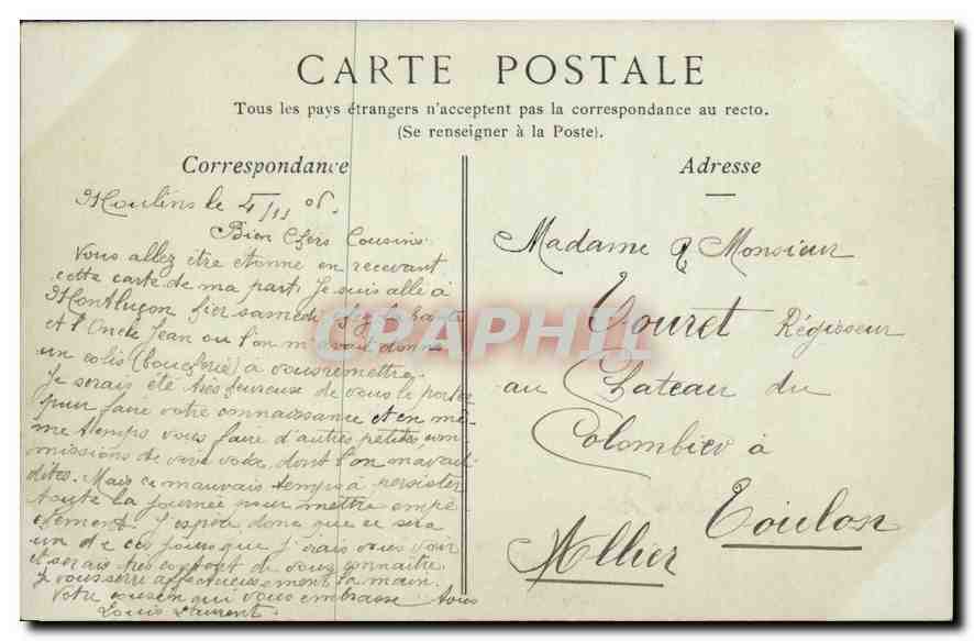 CPA Bourbon l'Archambault le chateau facade meridionale  — Verso