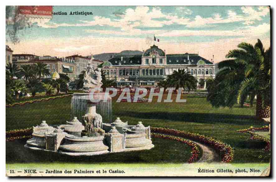 CPA Nice jardins des Palmiers et le casino 