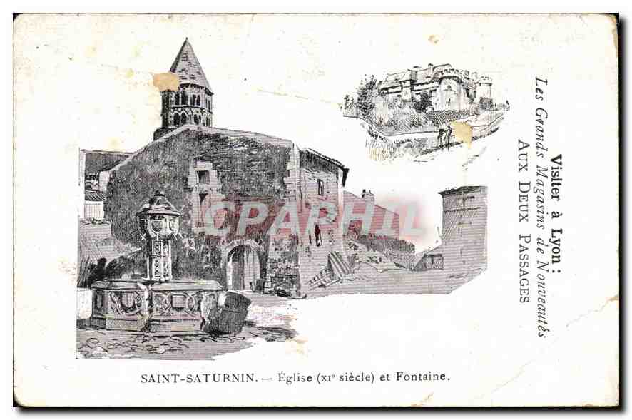 CPA Saint Saturnin Eglise XI siecle et Fontaine 