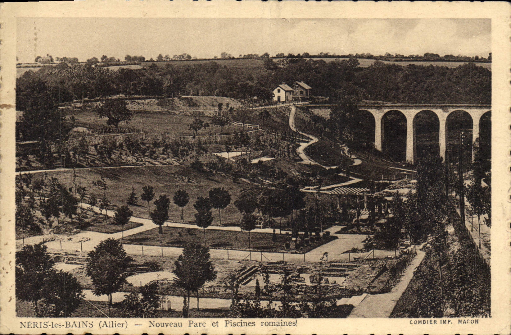NÉRIS-les-BAINS (Allier) — New Park and Roman Pools — COMBIER IMP. MACON