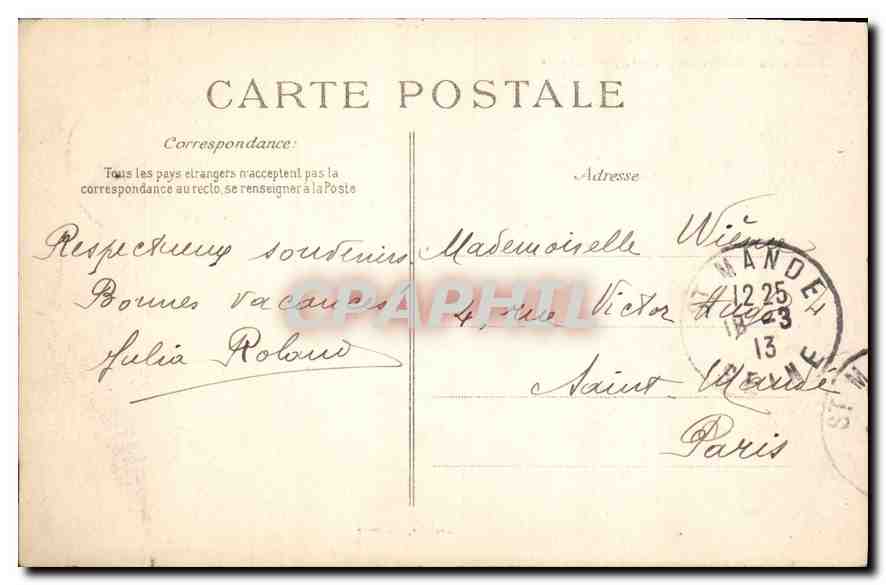 CPA Le Cantal et la Chataigneraie Ruines du chateau de Merle pres Maurs  — Rückseite