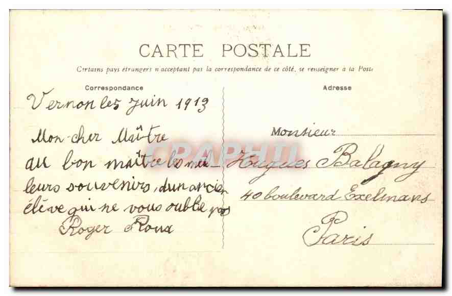 CPA Vernon Avenue Thiers et Place de la Republique  — Rückseite