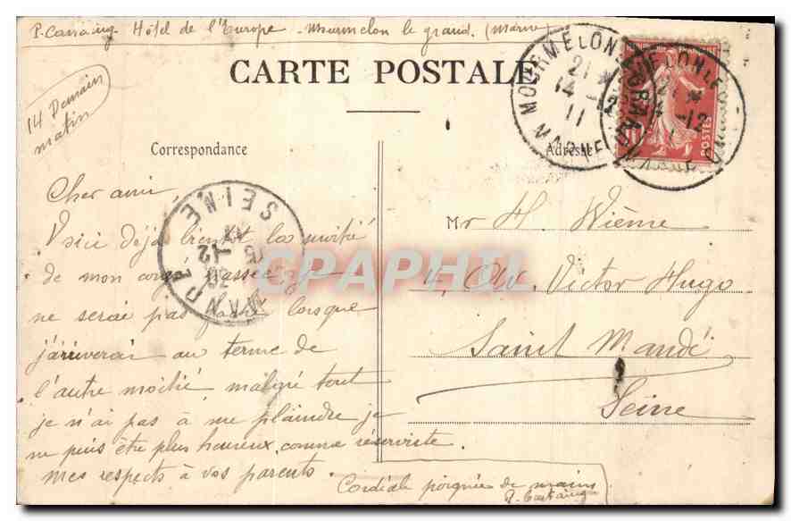 CPA Mourmelon le Grand la Place d'armes — Verso