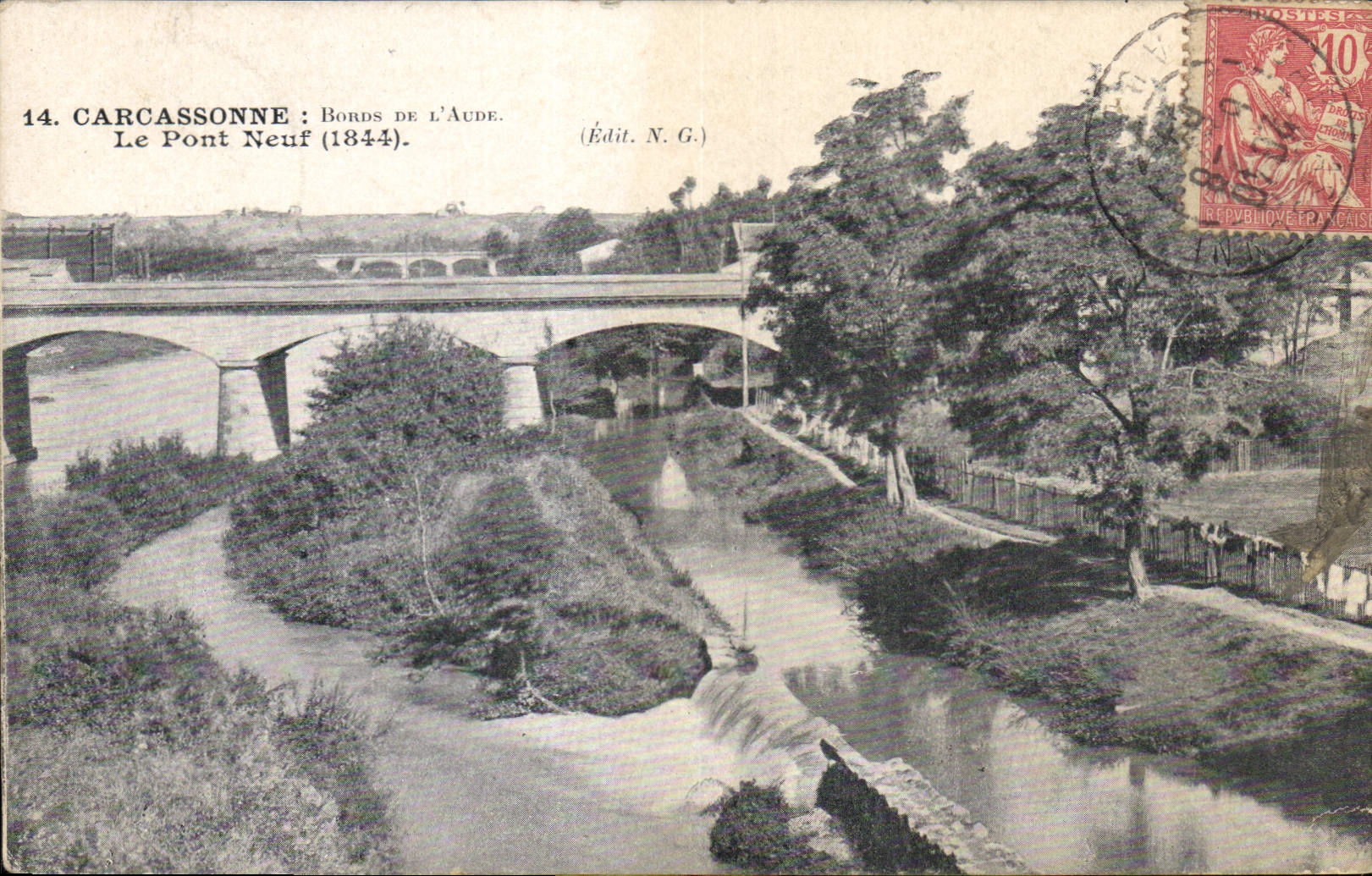 CPA Carcassonne Bonus de l'Aude le Pont Neuf 1844 
