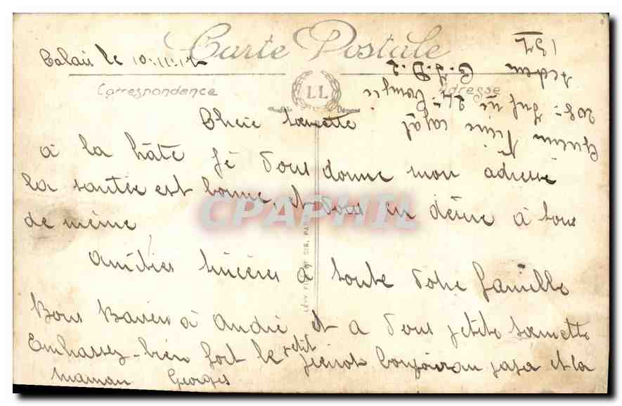 CPA Calais la Gare Cote Nord  — Rückseite
