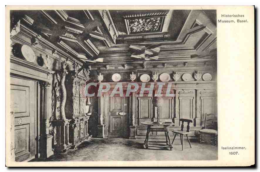 Iselinzimmer — Salle du musée historique de Bâle — éditeur Henri Besson, n° 1607
